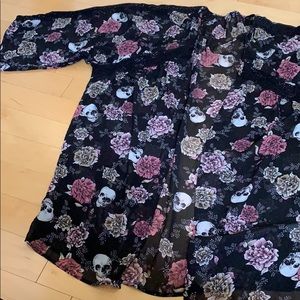 Torrid skulls and flowers kimono